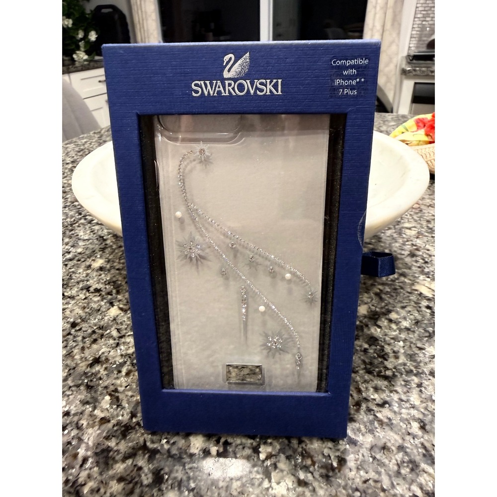 Swarovski Crystal iPhone 7 Plus Case Silver Stars Pearls Clear Luxury Cover NEW